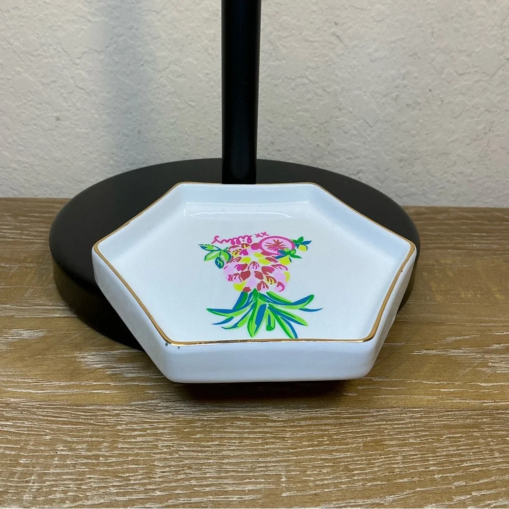 Lilly Pulitzer Hexagon Trinket Dish - Pink and Green Pineapple Motif